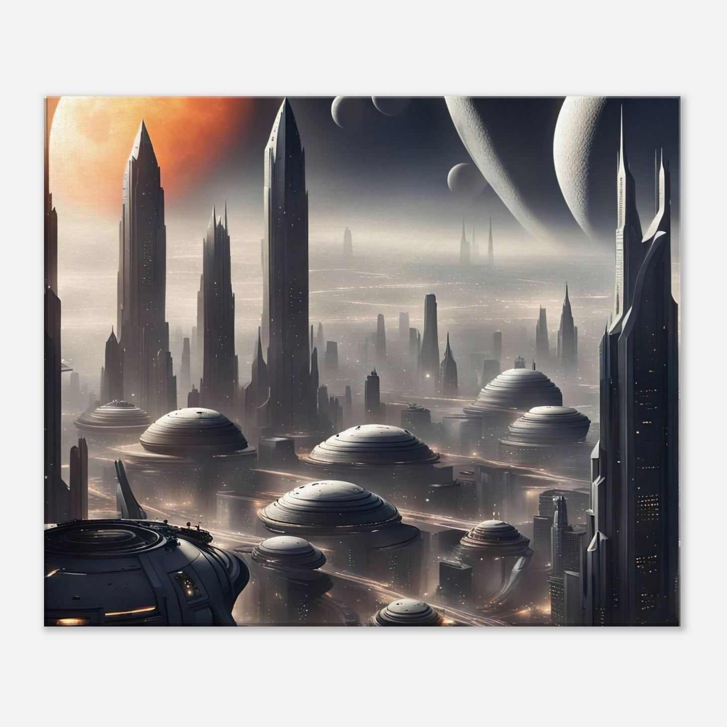 Leinwandbild - Futuristische Welt - Digitaler Stil, KI-Kunst - RolConArt, Sci-Fi, 50x60-cm-20x24