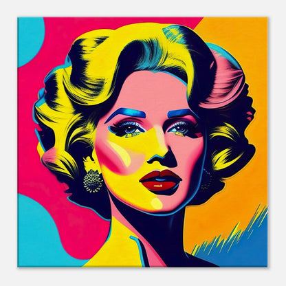 Leinwandbild - Frauenporträt im Pop Art Stil, KI-Kunst - RolConArt, Pop Art - Porträts, 50x50-cm-20x20