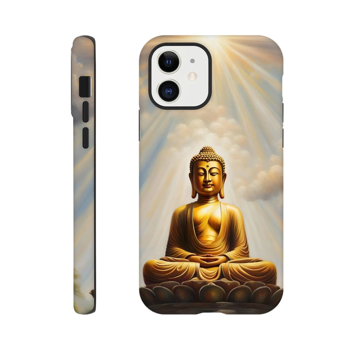 Smartphone-Hülle "Hart" - Buddha - Malerischer Stil, KI-Kunst RolConArt, Spirituelle Vielfalt, iPhone-12