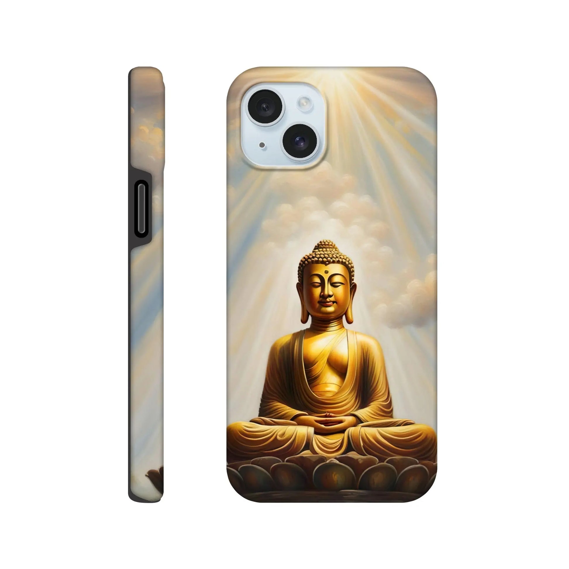 Smartphone-Hülle "Hart" - Buddha - Malerischer Stil, KI-Kunst RolConArt, Spirituelle Vielfalt, iPhone-15-Plus