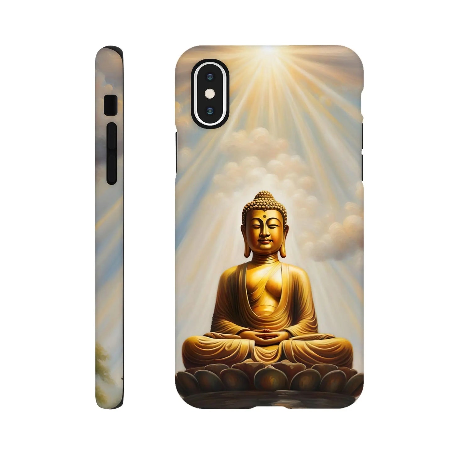 Smartphone-Hülle "Hart" - Buddha - Malerischer Stil, KI-Kunst RolConArt, Spirituelle Vielfalt, iPhone-XS