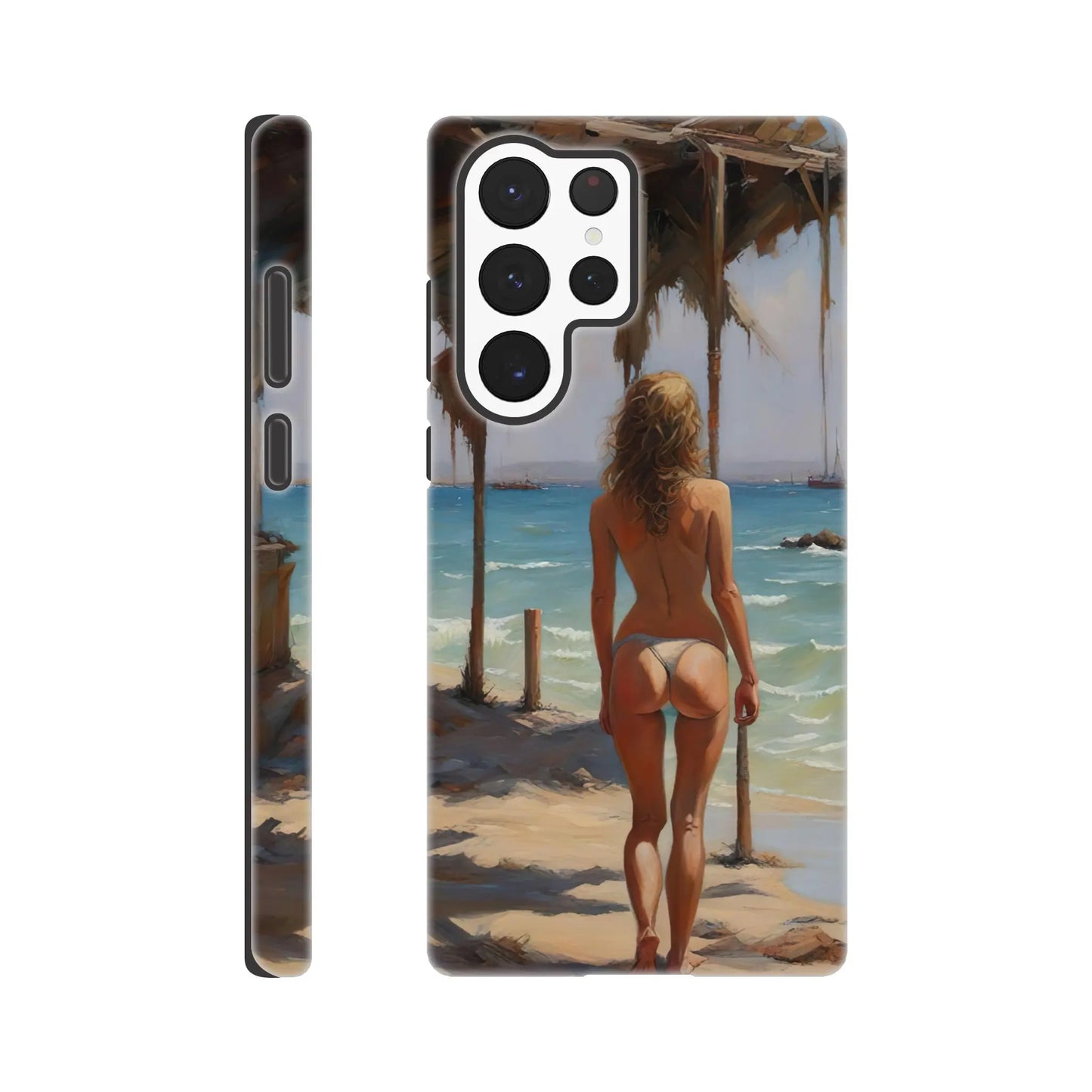 Smartphone-Hülle "Hart" - Frau am Strand - Malerischer Stil, KI-Kunst RolConArt, Malerischer Stil - Porträts, Galaxy-S22-Ultra