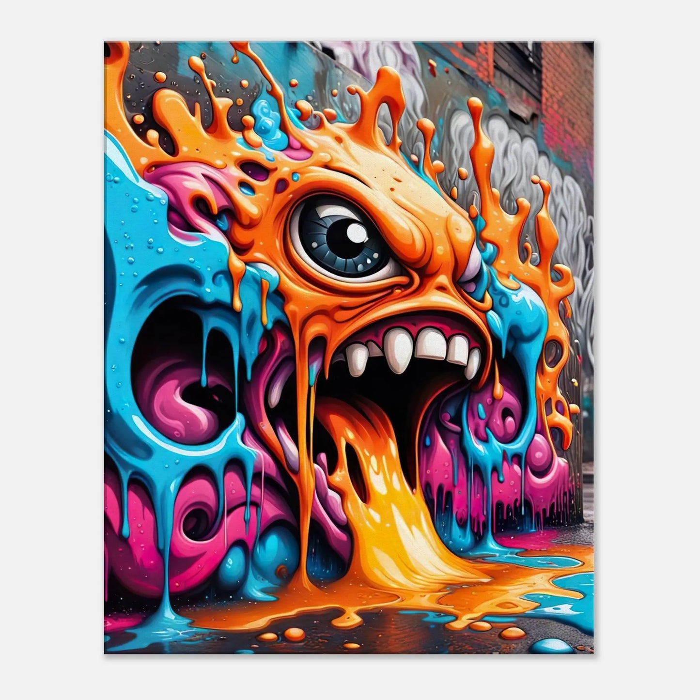 Leinwandbild - 3D Graffiti - Splash Art Stil, KI-Kunst - RolConArt, Splash Art, 60x75-cm-24x30