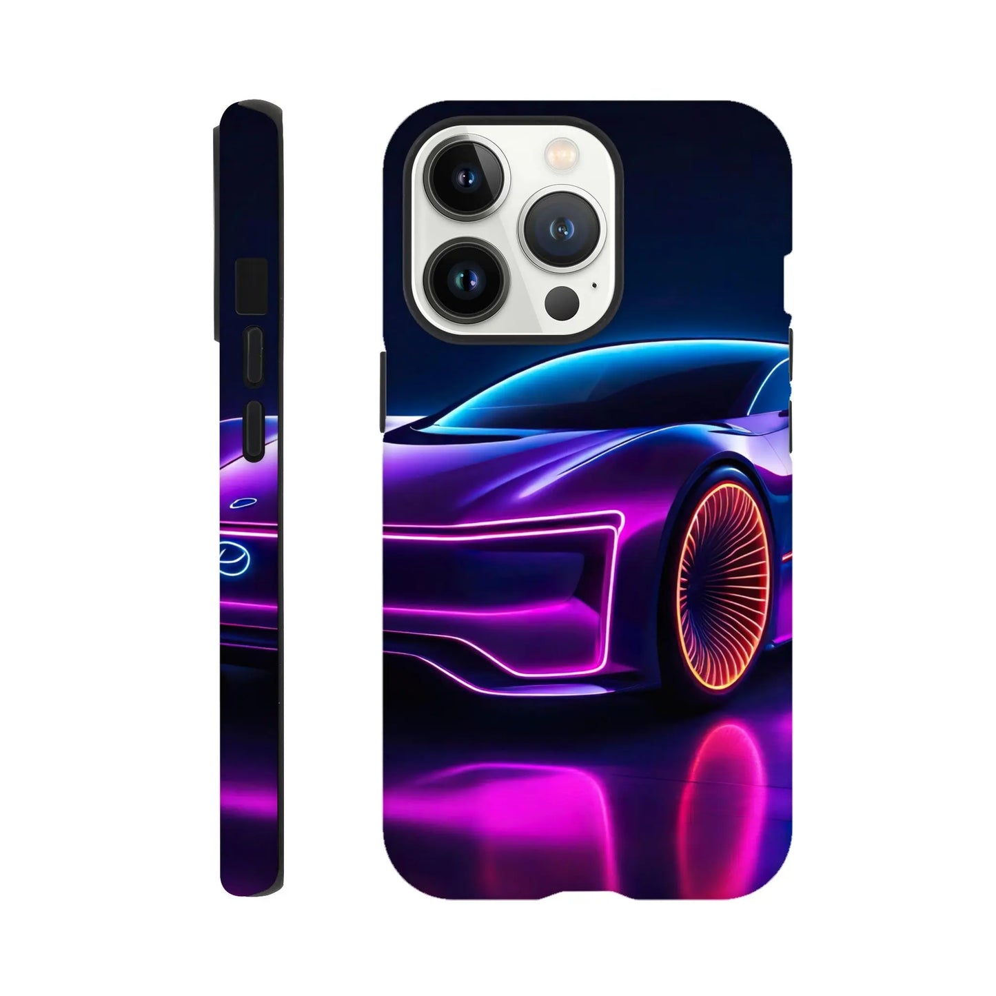 Smartphone-Hülle "Hart" - Futuristisches Auto - Neon Stil, KI-Kunst RolConArt, Neon, iPhone-13-Pro