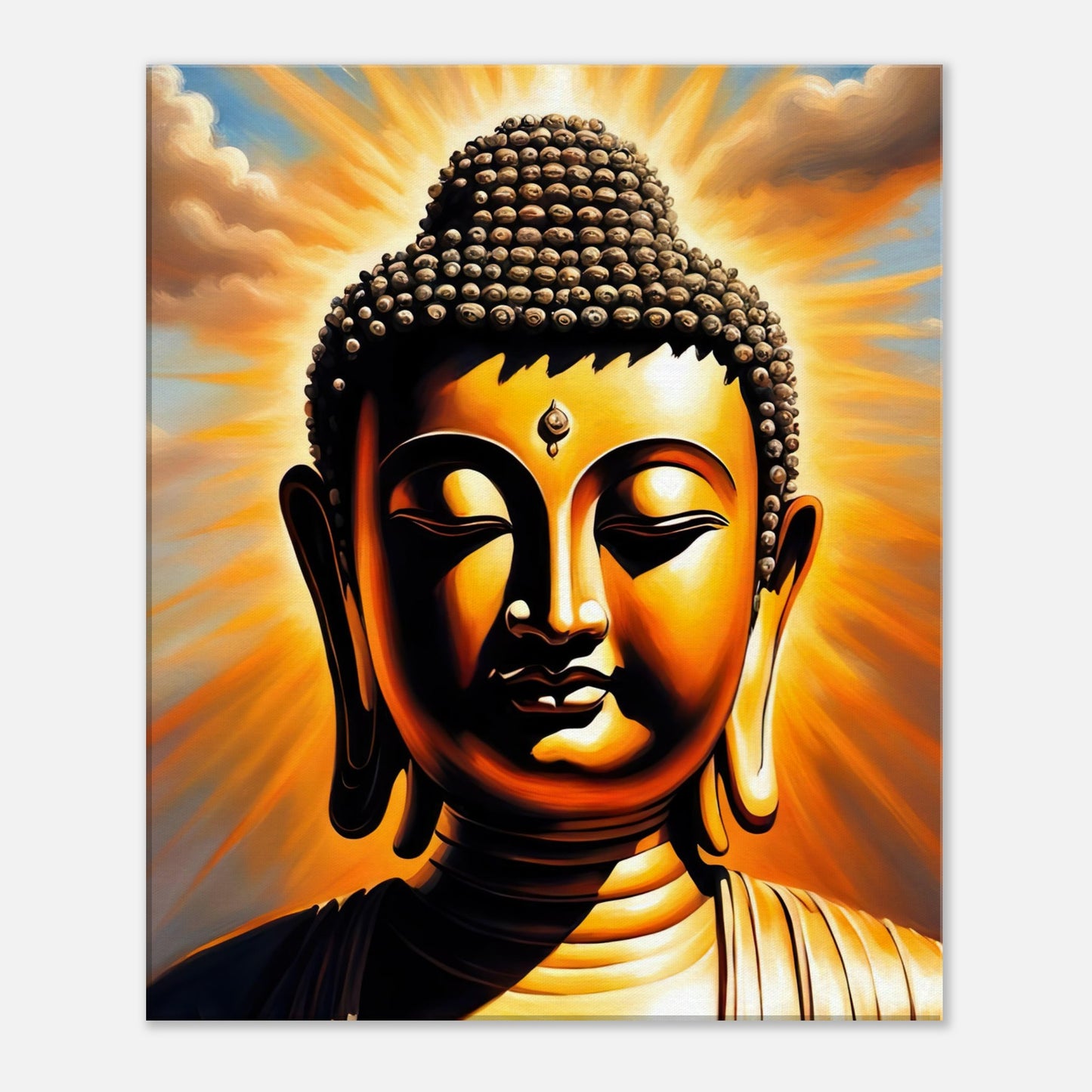 Leinwandbild - Buddha - Malerischer Stil, KI-Kunst - RolConArt, Spirituelle Vielfalt, 50x60-cm-20x24