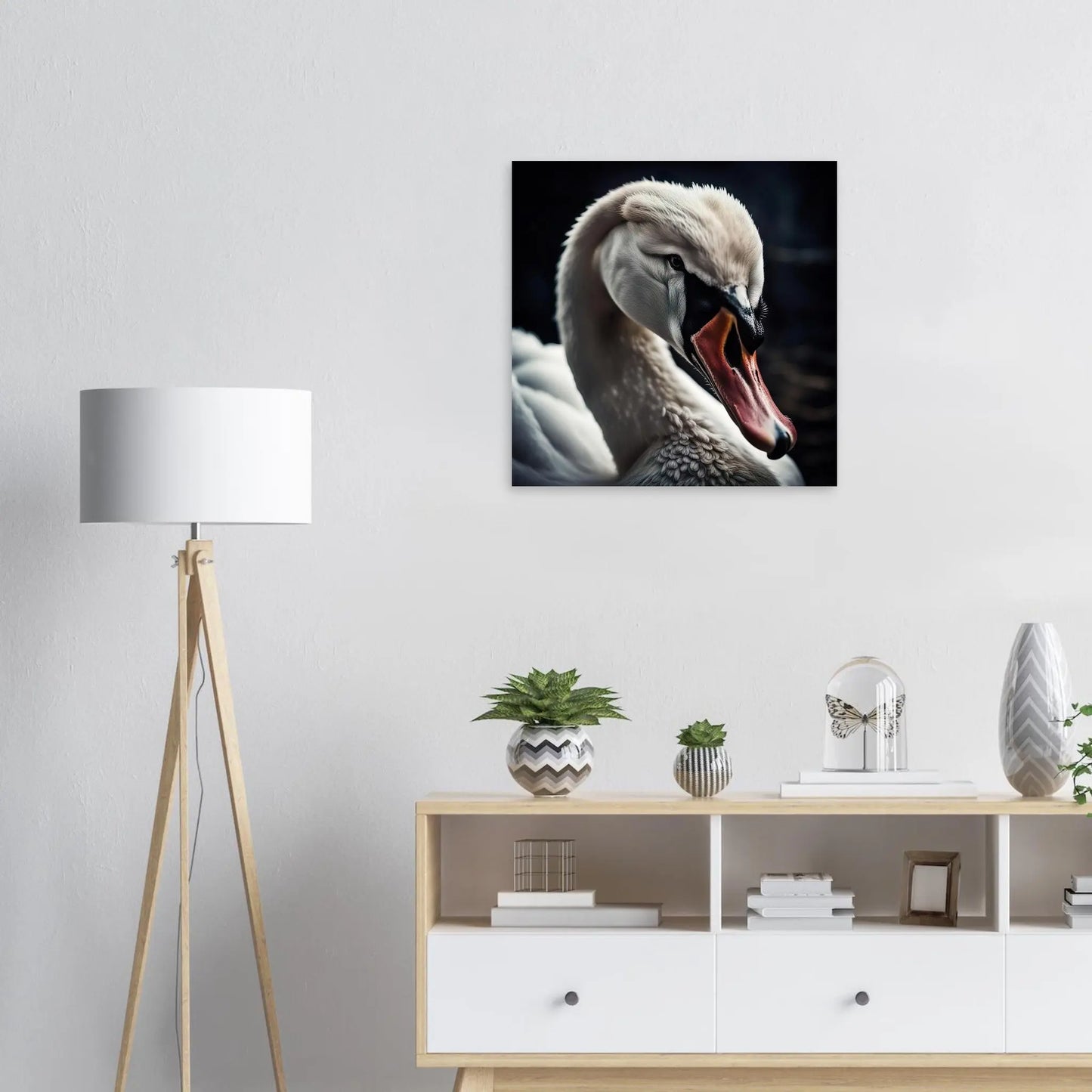 Moderner Forex-Druck - Schwan - Foto Stil, KI-Kunst RolConArt