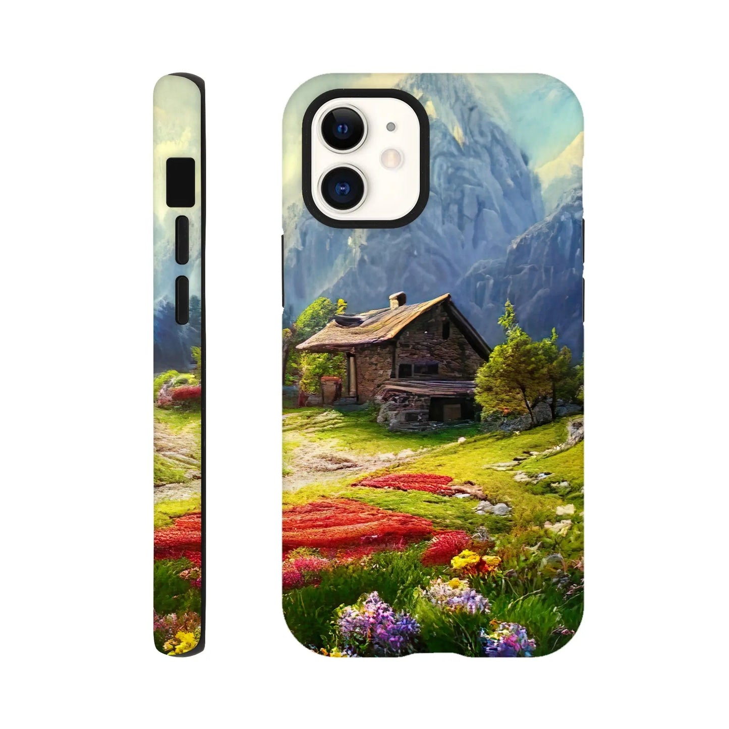 Smartphone-Hülle "Hart" - Berglandschaft - Malerischer Stil, KI-Kunst RolConArt, Landschaften, iPhone-12-Mini