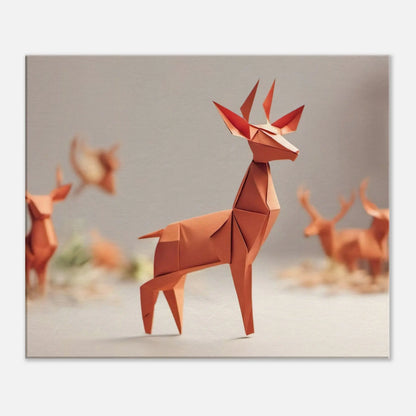 Leinwandbild - Hirsch - Origami Stil, KI-Kunst - RolConArt, Origami Kunst, 50x60-cm-20x24