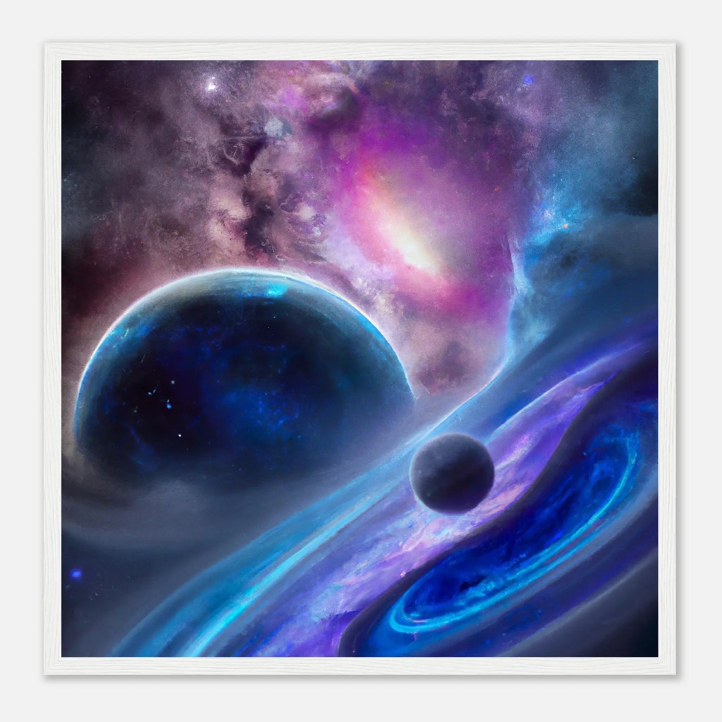 Gerahmtes Premium-Poster - Planet, Weltraum - Digitaler Stil, KI-Kunst - RolConArt, Sci-Fi, 50x50-cm-20x20-Weiß