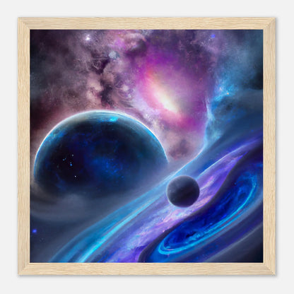 Gerahmtes Premium-Poster - Planet, Weltraum - Digitaler Stil, KI-Kunst - RolConArt, Sci-Fi, 30x30-cm-12x12-Holz