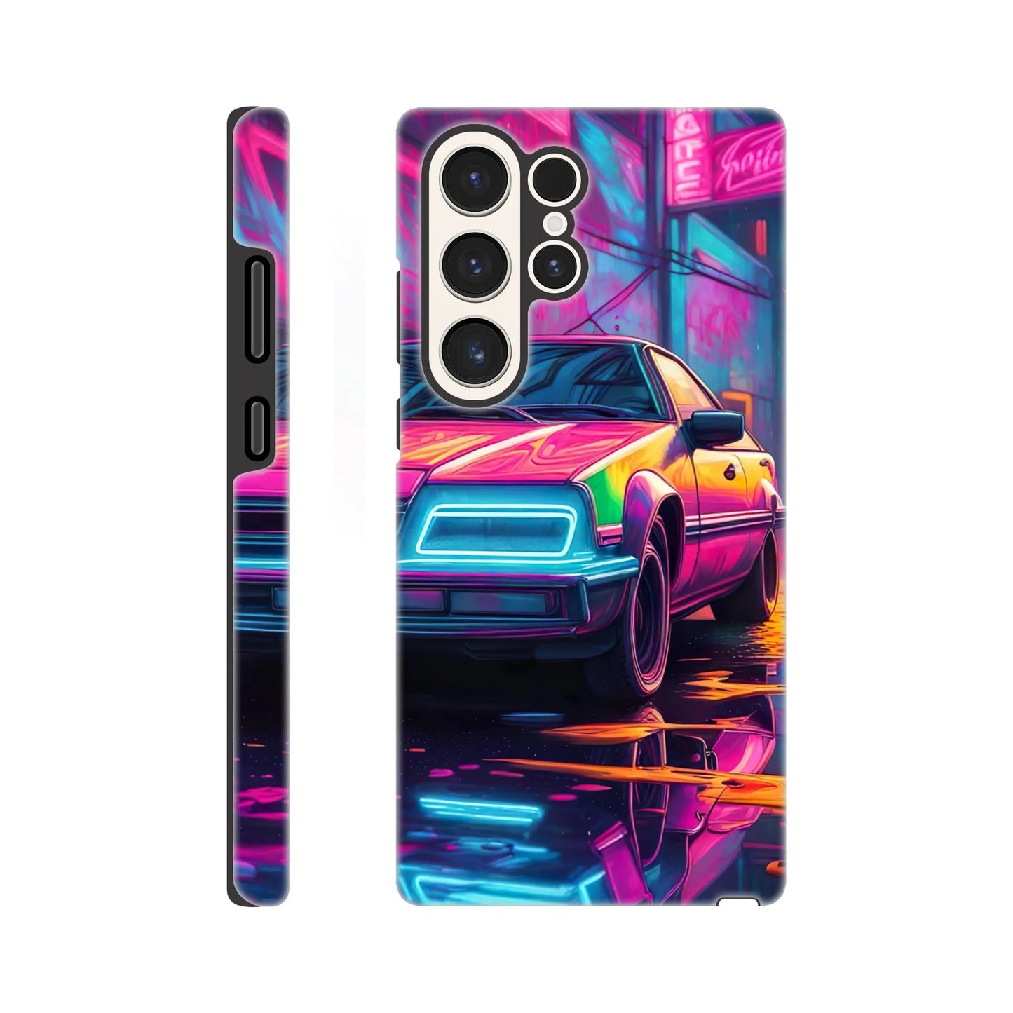 Smartphone-Hülle "Hart" - Retro Auto - Neon Stil, KI-Kunst RolConArt, Neon, Galaxy-S23-Ultra