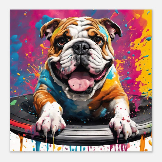 Aluminiumdruck - Englische Bulldogge - Splash Art Stil, KI-Kunst RolConArt