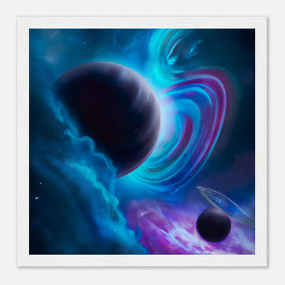 Gerahmtes Premium-Poster - Planet, Weltraum - Digitaler Stil, KI-Kunst - RolConArt, Sci-Fi, 30x30-cm-12x12-Weiß