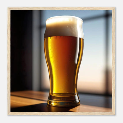 Gerahmtes Premium-Poster - Bier im Glas - Foto Stil, KI-Kunst - RolConArt, Kreative Vielfalt, 50x50-cm-20x20-Holzrahmen