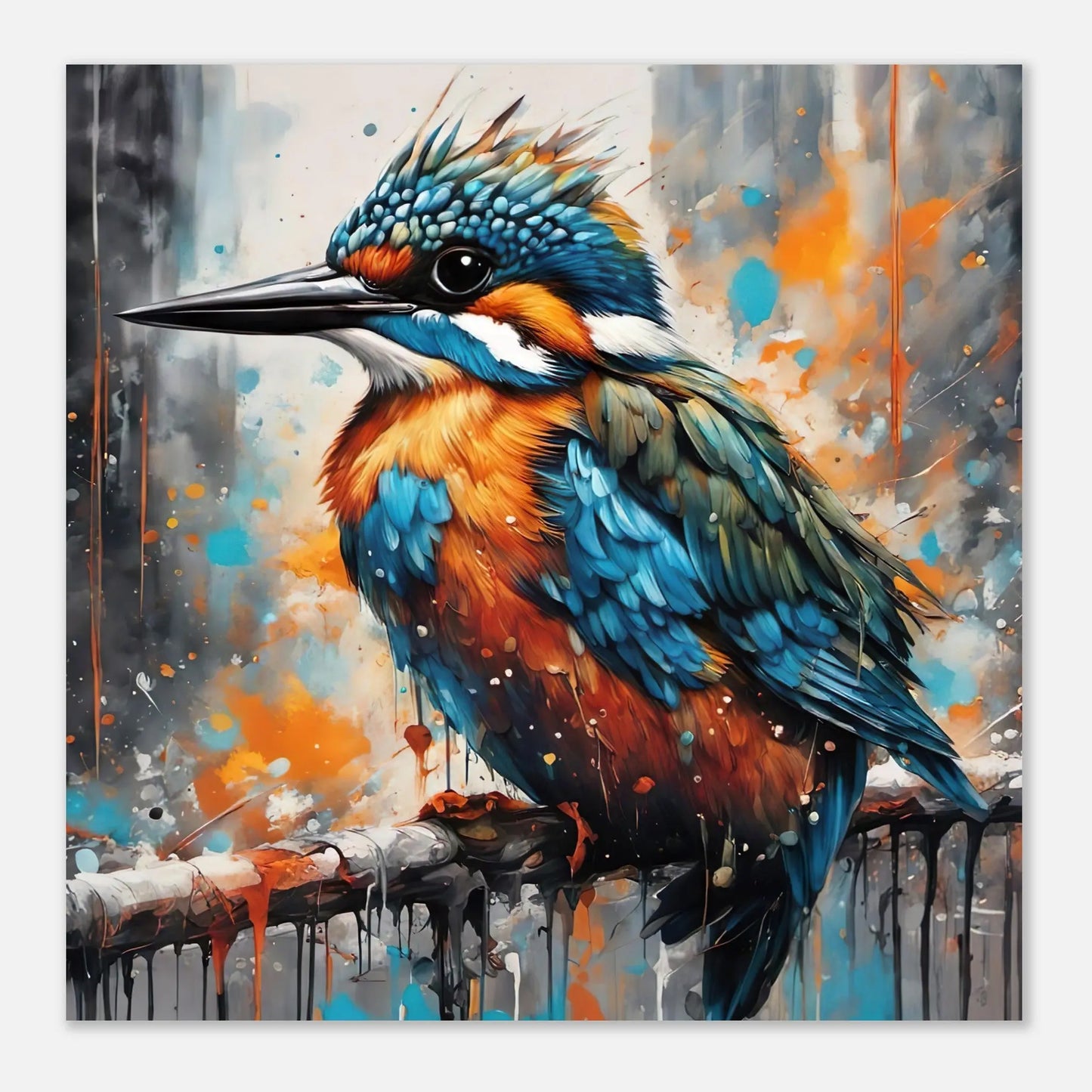 Aluminiumdruck - Eisvogel - Splash Art Stil, KI-Kunst RolConArt