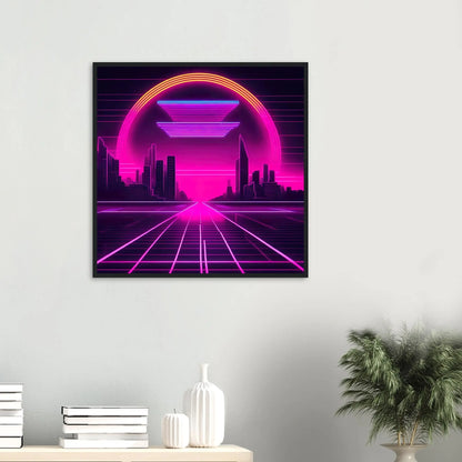 Gerahmtes Premium-Poster - Stadtlandschaft - Neon Stil, KI-Kunst - RolConArt, Neon, 