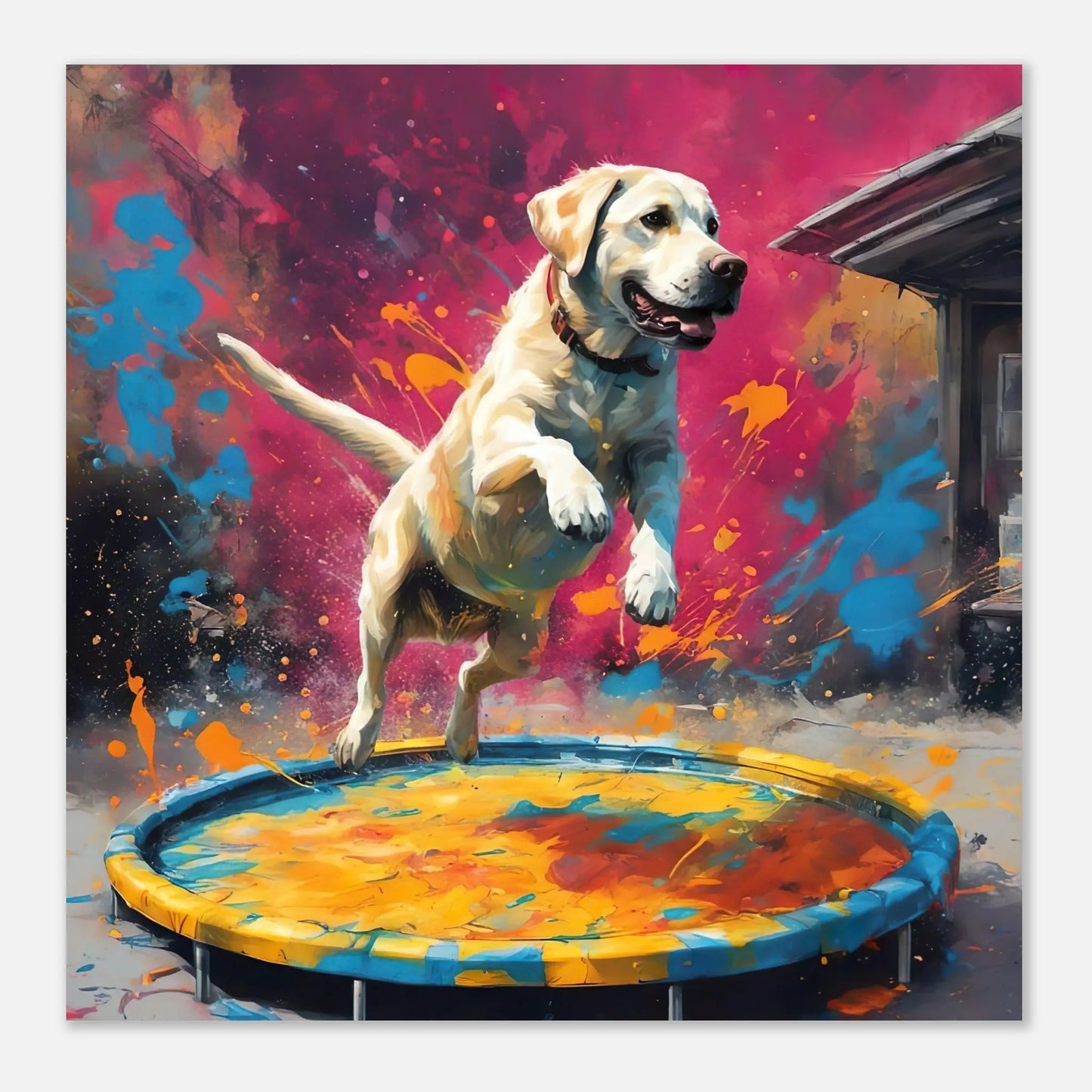 Aluminiumdruck - Labrador Retriever - Splash Art Stil, KI-Kunst RolConArt