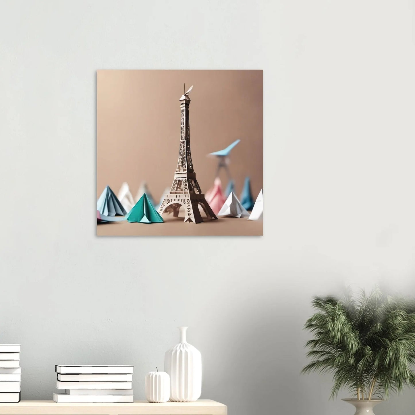 Aluminiumdruck - Eiffelturm - Origami Stil, KI-Kunst RolConArt