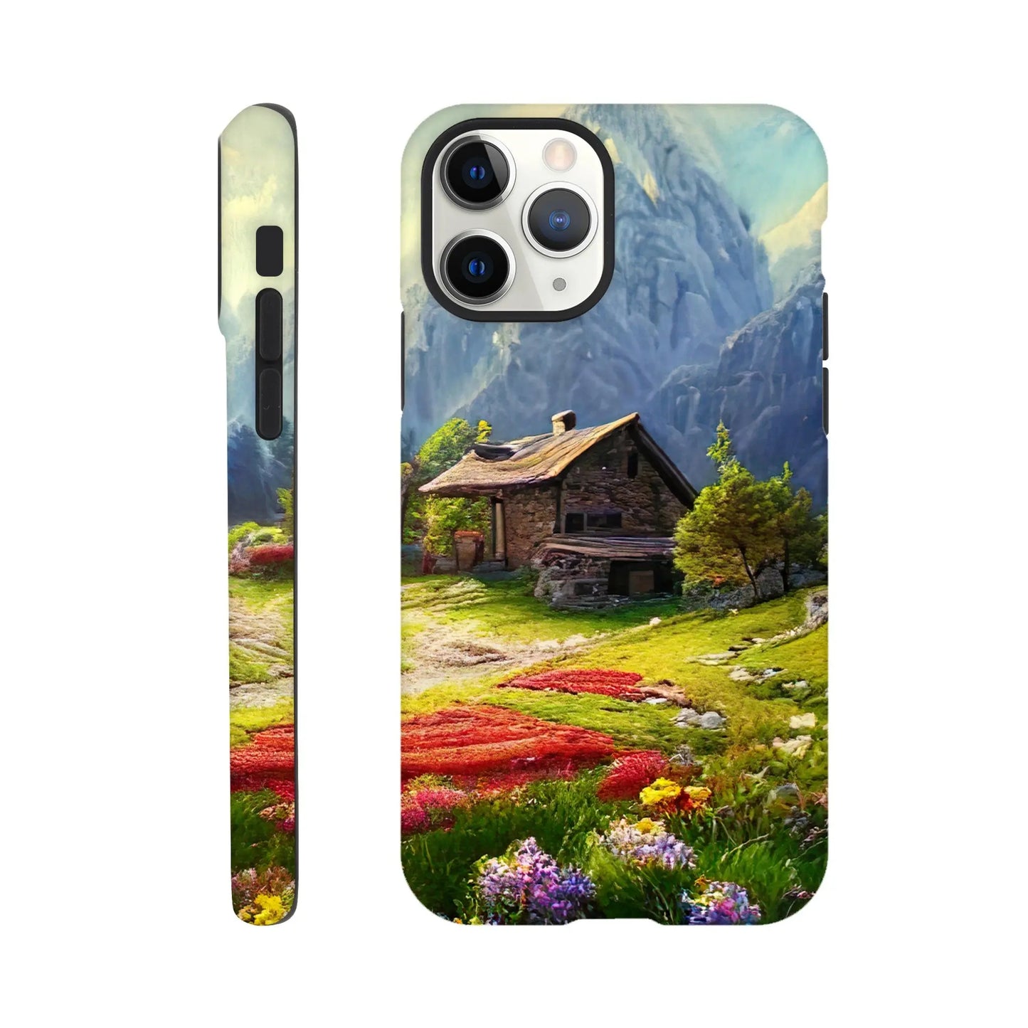 Smartphone-Hülle "Hart" - Berglandschaft - Malerischer Stil, KI-Kunst RolConArt, Landschaften, iPhone-11-Pro