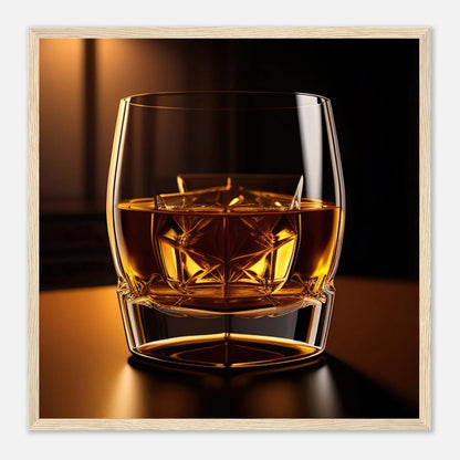 Gerahmtes Premium-Poster - Whiskey im Glas - Foto Stil, KI-Kunst - RolConArt, Kreative Vielfalt, 50x50-cm-20x20-Holzrahmen