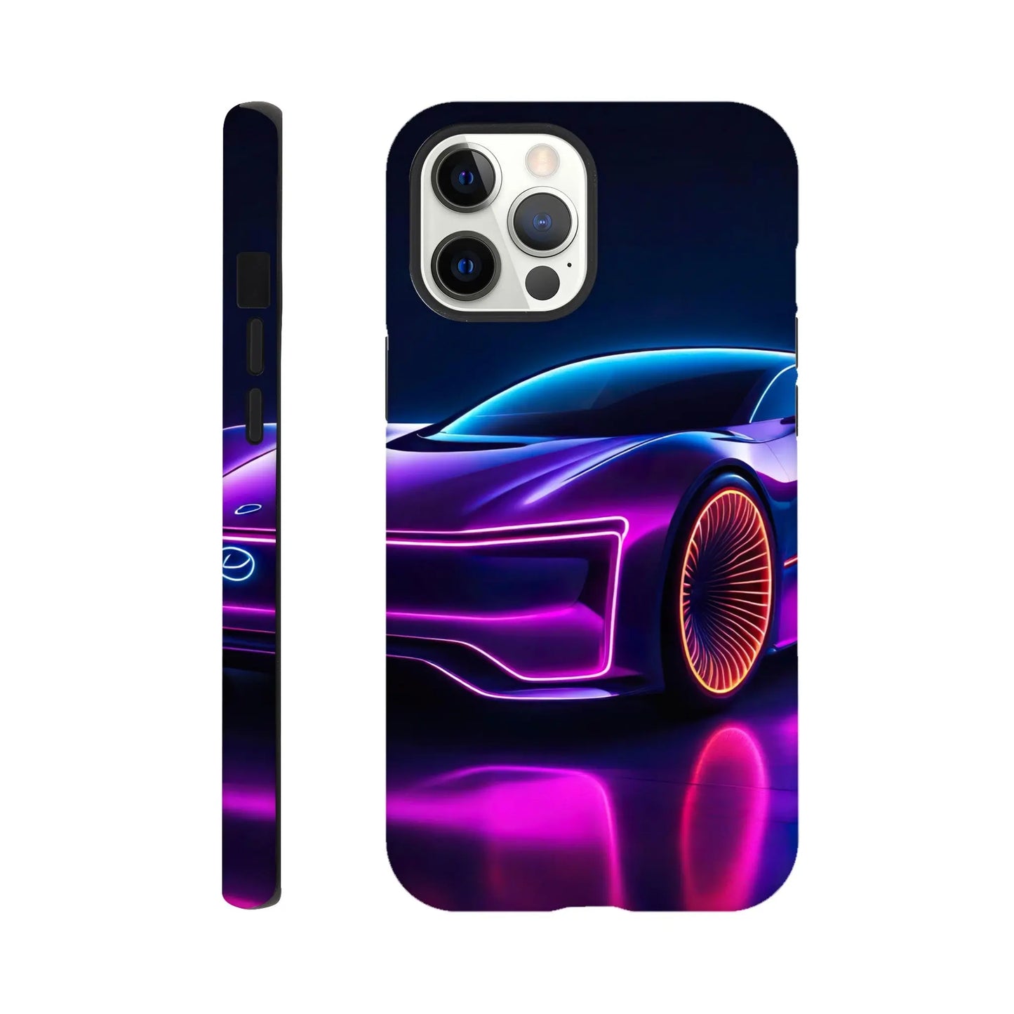 Smartphone-Hülle "Hart" - Futuristisches Auto - Neon Stil, KI-Kunst RolConArt, Neon, iPhone-12-Pro-Max
