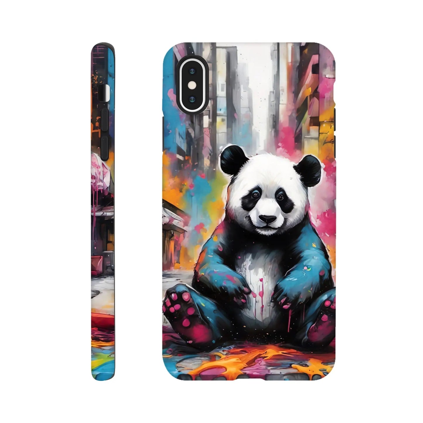 Smartphone-Hülle "Hart" - Pandabär - Splash Art Stil, KI-Kunst RolConArt, Splash Art - Tiere, iPhone-XS-Max