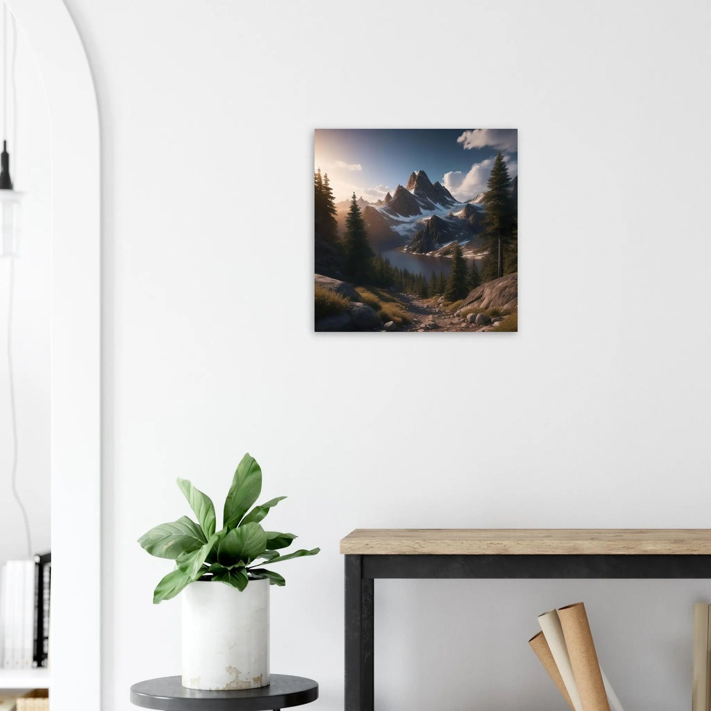 Moderner Forex-Druck - Berglandschaft - Foto Stil, KI-Kunst RolConArt