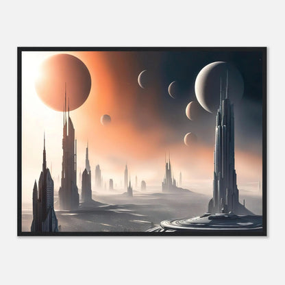 Gerahmtes Premium-Poster -Futuristische Welt- Digitaler Stil, KI-Kunst - RolConArt, Sci-Fi, 60x80-cm-24x32-Schwarzer-Rahmen