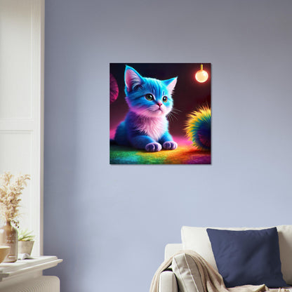 Moderner Forex-Druck - Neugieriges blaues Kätzchen - 3D-Stil, KI-Kunst - RolConArt, Tiere - Kreative Vielfalt, 50x50-cm-20x20-Weiß