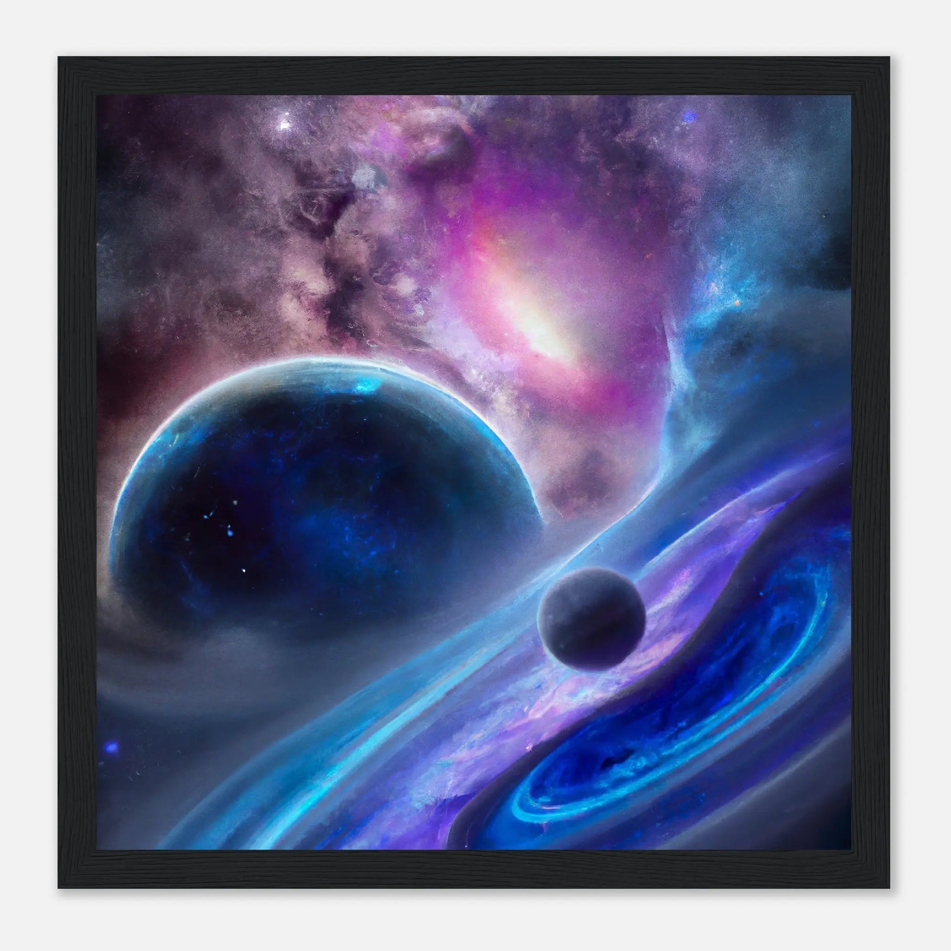 Gerahmtes Premium-Poster - Planet, Weltraum - Digitaler Stil, KI-Kunst - RolConArt, Sci-Fi, 30x30-cm-12x12-Schwarz