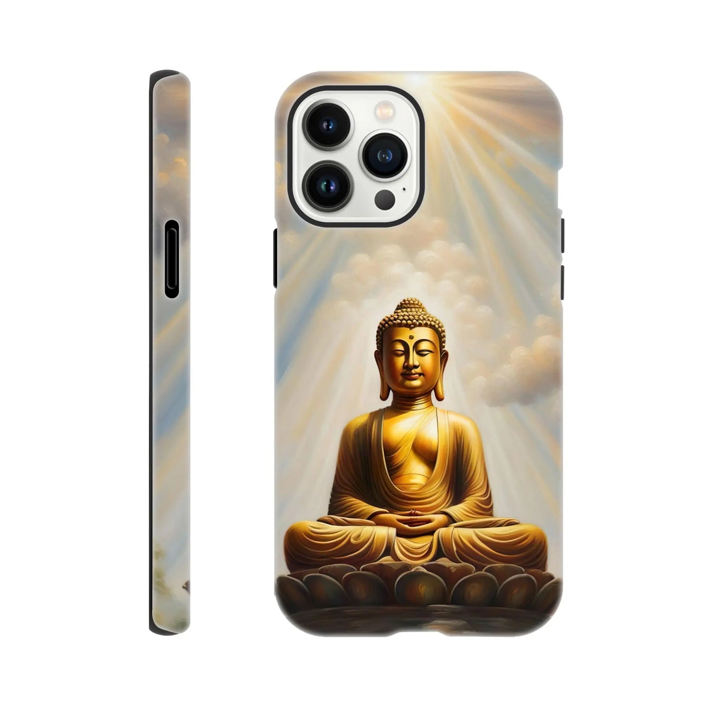 Smartphone-Hülle "Hart" - Buddha - Malerischer Stil, KI-Kunst RolConArt, Spirituelle Vielfalt, iPhone-13-Pro-Max