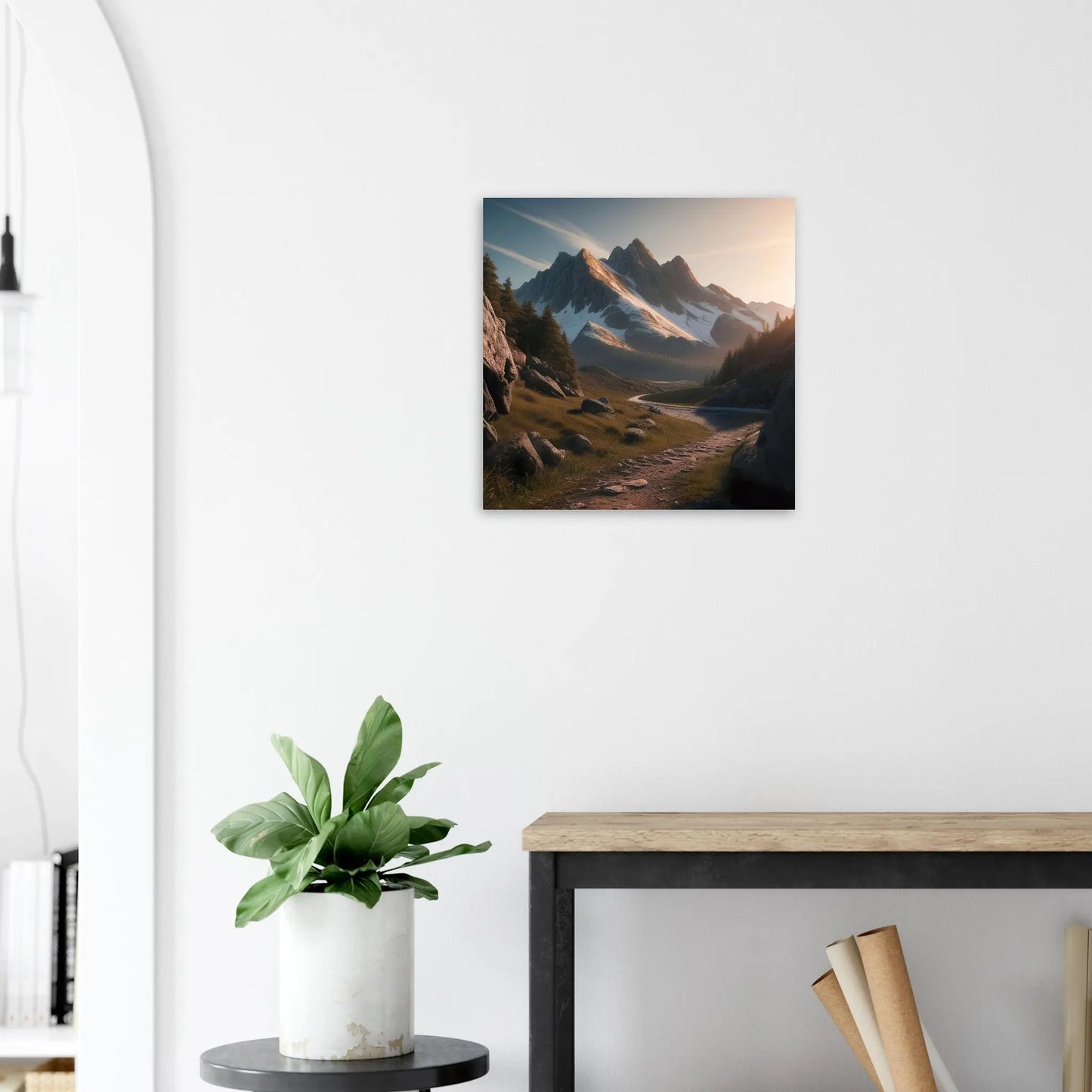 Moderner Forex-Druck - Berglandschaft - Foto Stil, KI-Kunst RolConArt