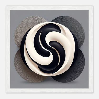 Gerahmtes Premium-Poster - Yin Yang - Digitaler Stil, KI-Kunst - RolConArt, Kreative Vielfalt, 30x30-cm-12x12-Weißer-Rahmen