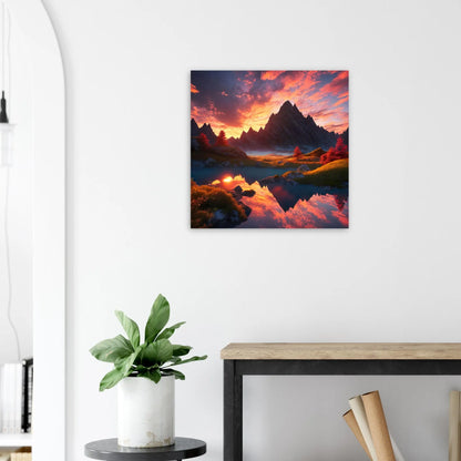 Moderner Forex-Druck - Bergpanorama - Foto Stil, KI-Kunst - RolConArt, Landschaften, 60x60-cm-24x24-Weiß