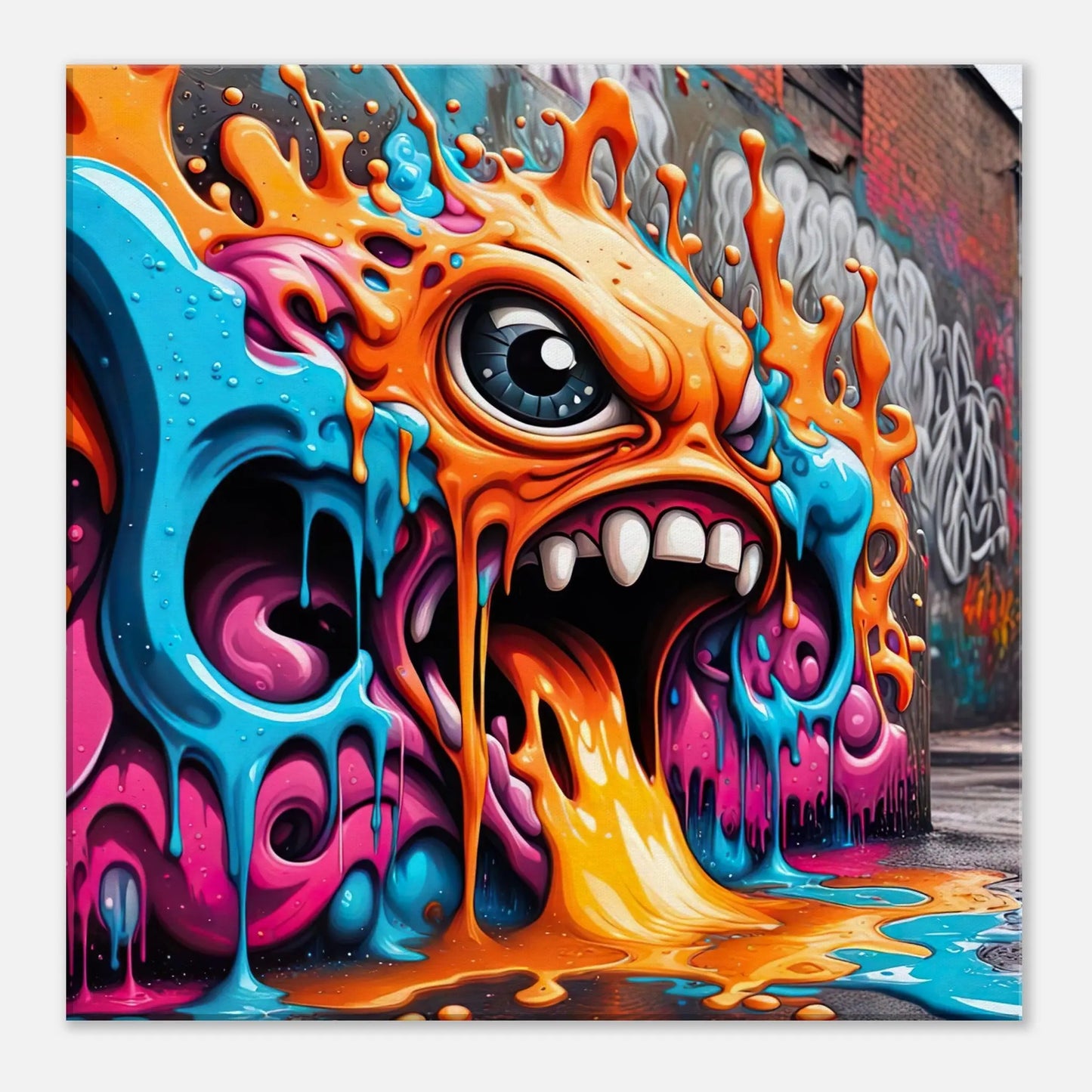 Leinwandbild - 3D Graffiti - Splash Art Stil, KI-Kunst - RolConArt, Splash Art, 50x50-cm-20x20