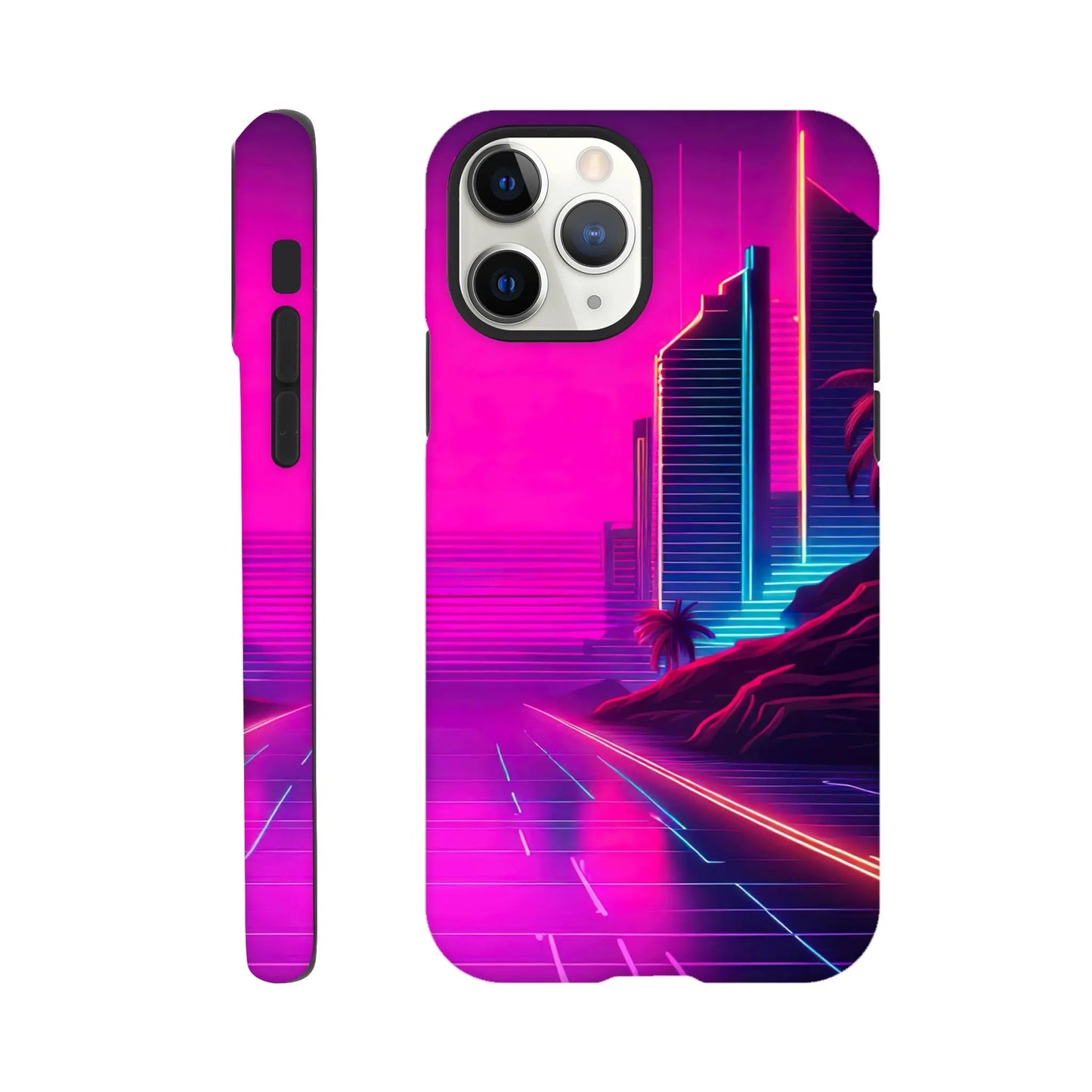 Smartphone-Hülle "Hart" - Stadtlandschaft - Neon Stil, KI-Kunst RolConArt, Neon, iPhone-11-Pro