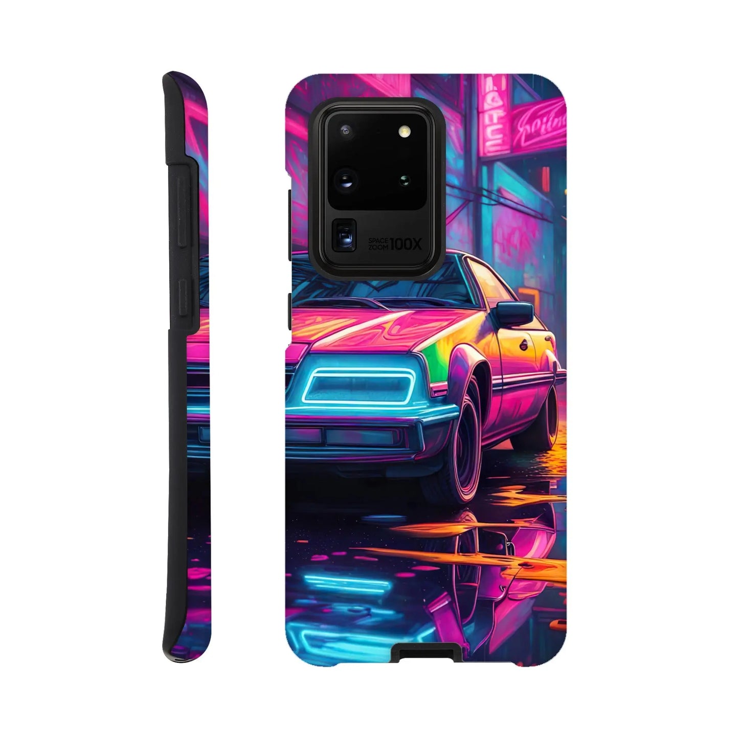 Smartphone-Hülle "Hart" - Retro Auto - Neon Stil, KI-Kunst RolConArt, Neon, Galaxy-S20-Ultra
