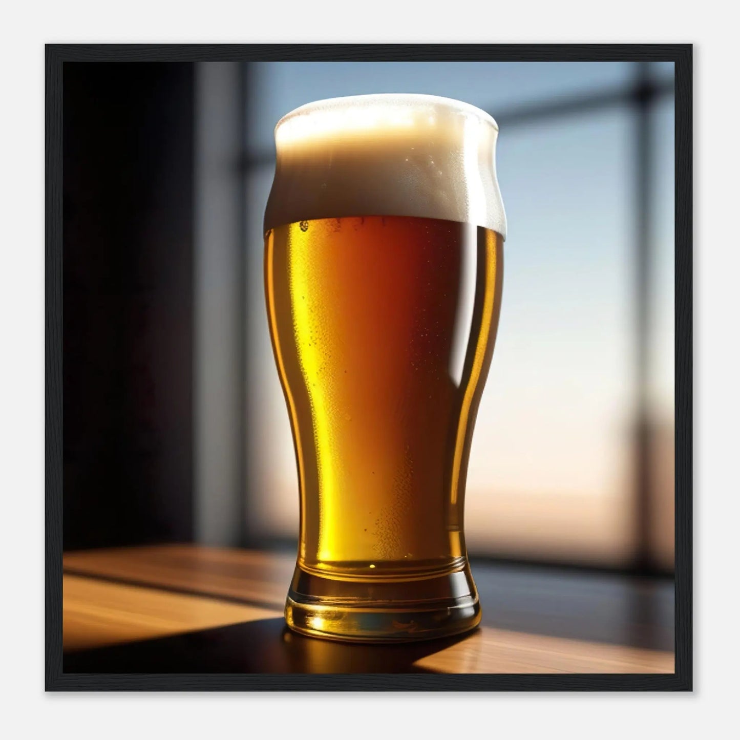 Gerahmtes Premium-Poster - Bier im Glas - Foto Stil, KI-Kunst - RolConArt, Kreative Vielfalt, 50x50-cm-20x20-Schwarzer-Rahmen