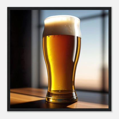 Gerahmtes Premium-Poster - Bier im Glas - Foto Stil, KI-Kunst - RolConArt, Kreative Vielfalt, 50x50-cm-20x20-Schwarzer-Rahmen