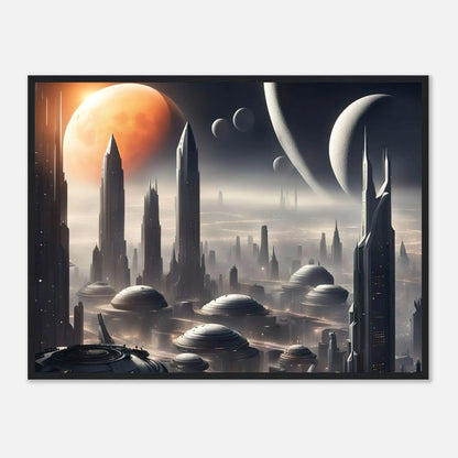 Gerahmtes Premium-Poster -Futuristische Welt- Digitaler Stil, KI-Kunst - RolConArt, Sci-Fi, 60x80-cm-24x32-Schwarzer-Rahmen