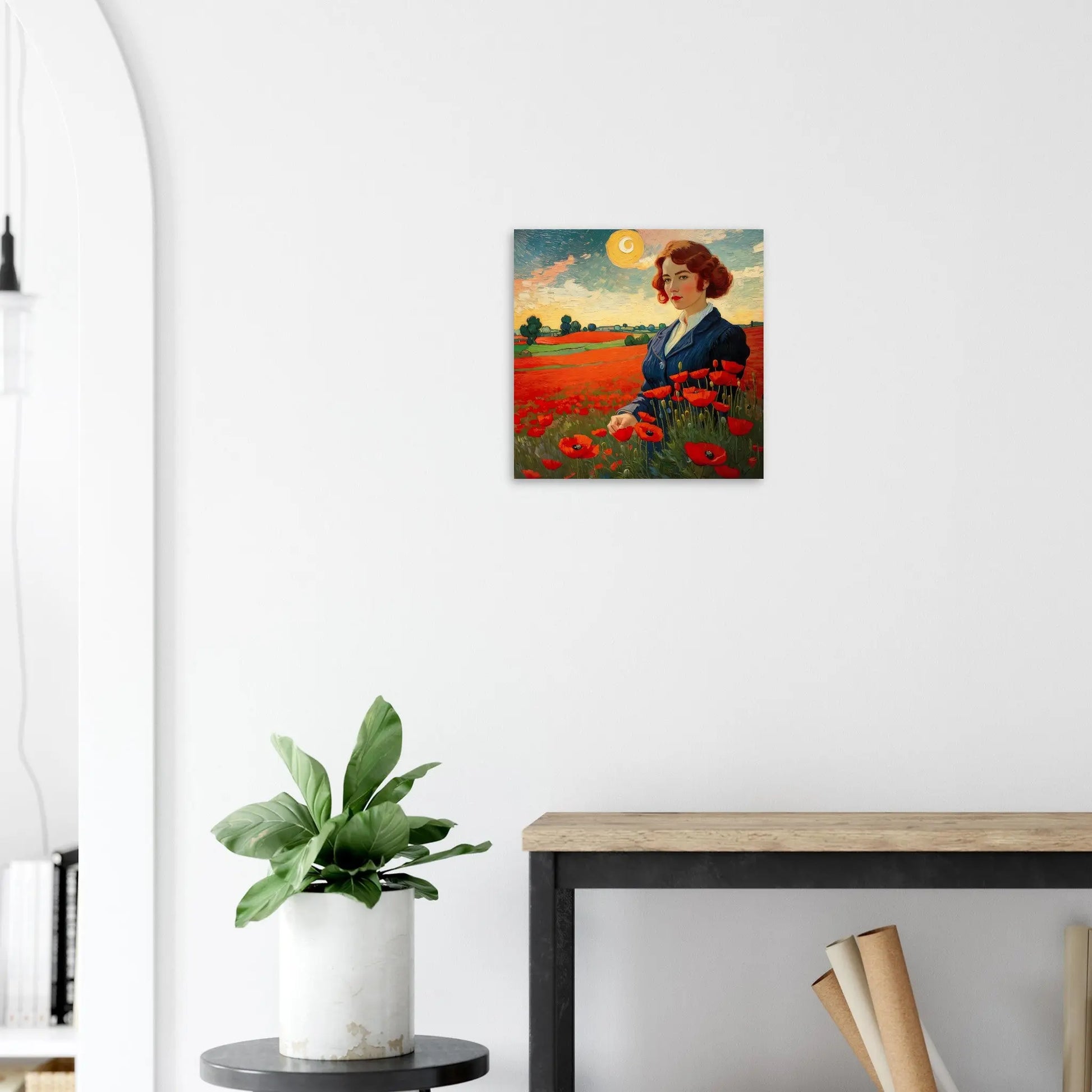 Moderner Forex-Druck - Blühende Landschaft - Malerischer Stil, KI-Kunst - RolConArt, Landschaften, 40x40-cm-16x16-Schwarz