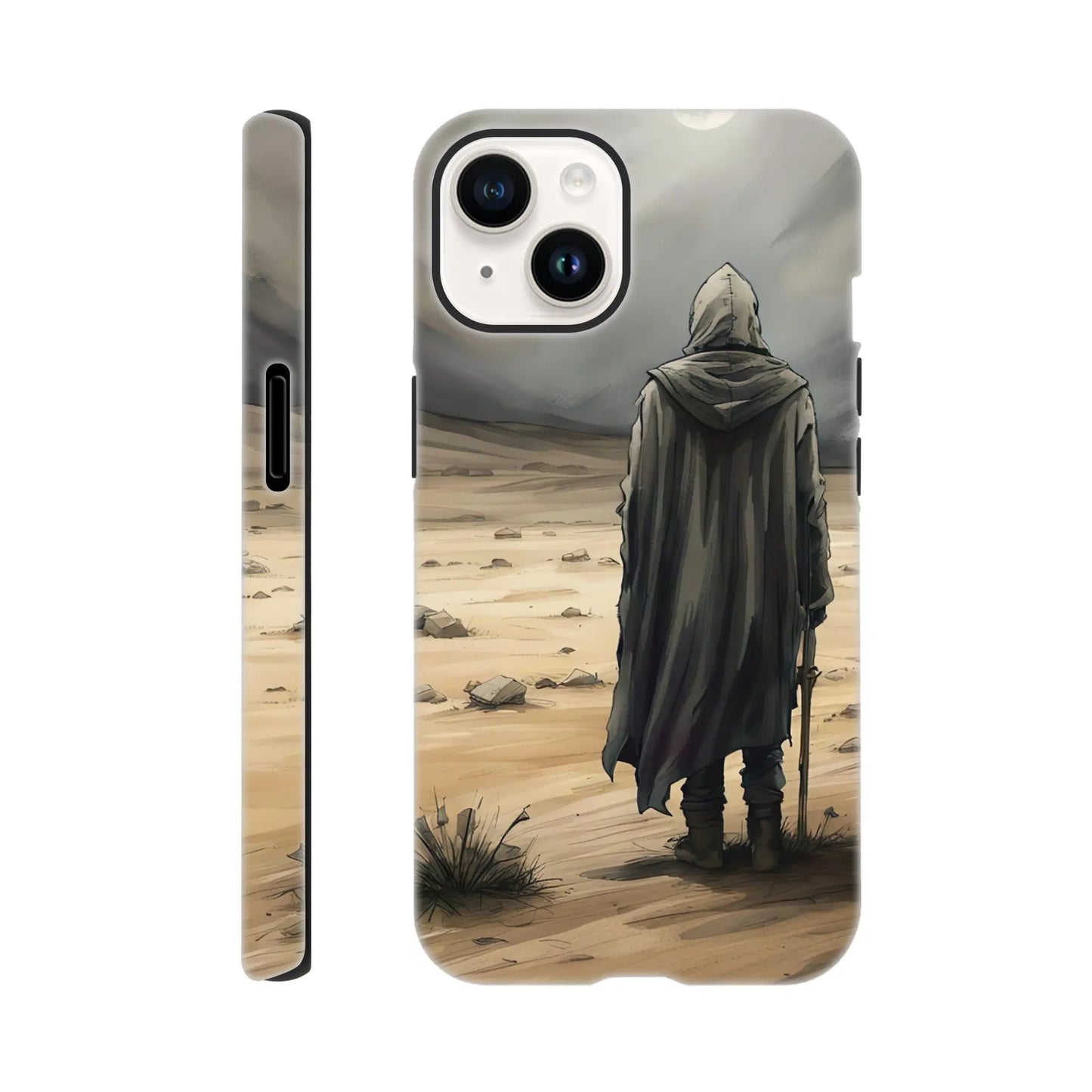 Smartphone-Hülle "Hart" - Wüstenwanderer - Malerischer Stil, KI-Kunst RolConArt, Malerischer Stil - Porträts, iPhone-14