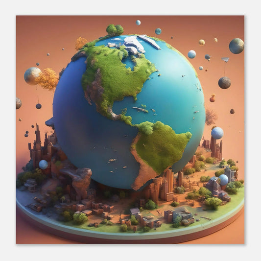 Aluminiumdruck - Planet - Kinderbild, 3D-Stil, KI-Kunst RolConArt