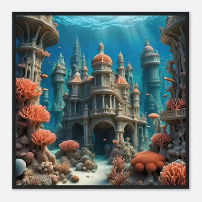 Gerahmtes Premium-Poster - Unterwasserwelt - Digitaler Stil, KI-Kunst - RolConArt, Unterwasserlandschaften, 70x70-cm-28x28-Schwarzer-Rahmen