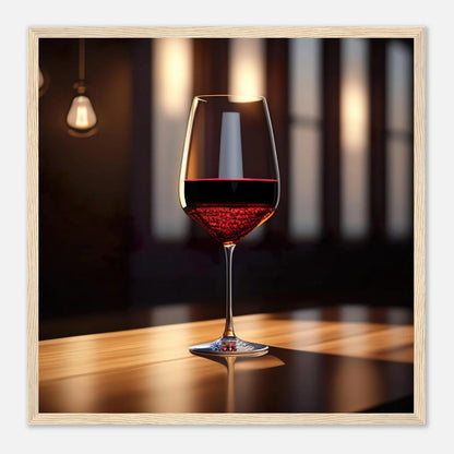 Gerahmtes Premium-Poster - Rotwein im Glas - Foto Stil, KI-Kunst - RolConArt, Kreative Vielfalt, 50x50-cm-20x20-Holzrahmen