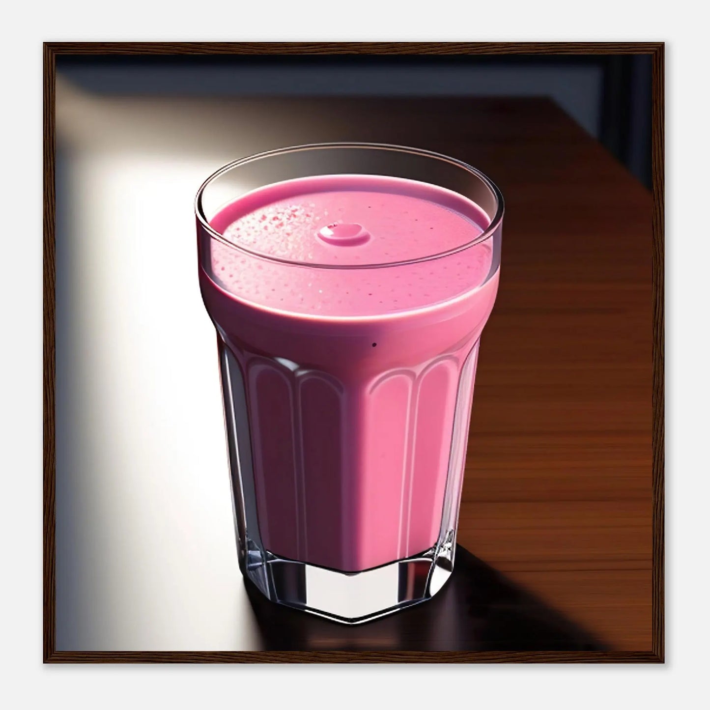 Gerahmtes Premium-Poster - Smoothie im Glas - Foto Stil, KI-Kunst - RolConArt, Kreative Vielfalt, 70x70-cm-28x28-Dunkler-Holzrahmen