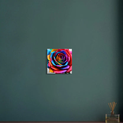 Aluminiumdruck - Bunte Rose - Foto Stil, KI-Kunst - RolConArt, Pflanzen, 30x30-cm-12x12