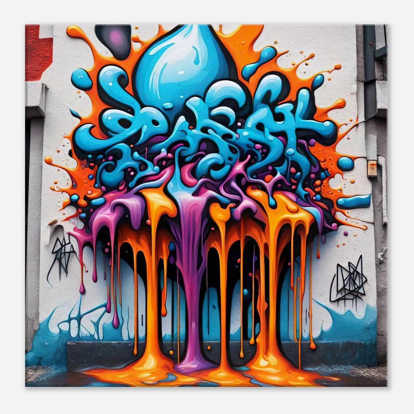 Leinwandbild - 3D Graffiti - Splash Art Stil, KI-Kunst - RolConArt, Splash Art, 50x50-cm-20x20