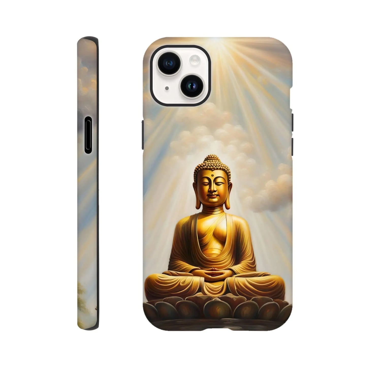 Smartphone-Hülle "Hart" - Buddha - Malerischer Stil, KI-Kunst RolConArt, Spirituelle Vielfalt, iPhone-14-Plus