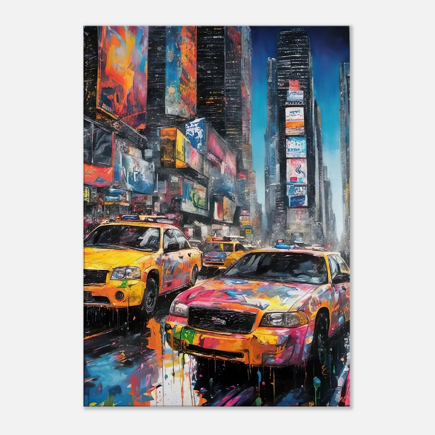 Leinwandbild - Times Square - Splash Art Stil, KI-Kunst - RolConArt, Splash Art, 70x100-cm-28x40